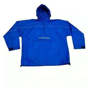 Balenciaga  Logo Embroidered Ripstop Blue Anorak